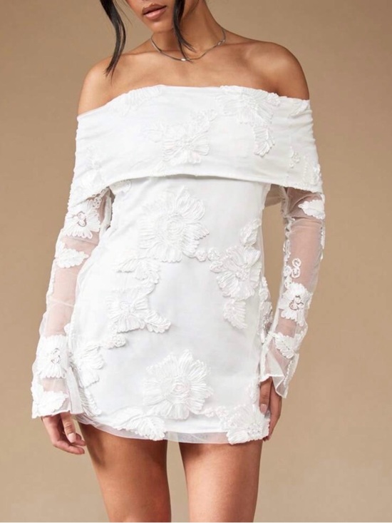 Missguided Dresses & Skirts - White Off-Shoulder Lace Dress- graduation, bridal shower, rehearsal, reception